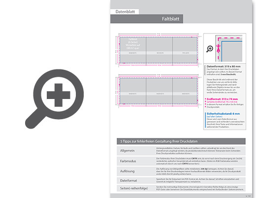 Product Bild faltblatt__gefalzt_auf_din_a7_quer__vertikaler_wickelfalz__6-seitig