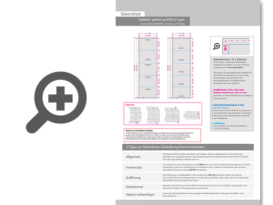 Product Bild faltblatt__gefalzt_auf_din_a7_quer__horizontaler_wickelfalz__10-seitig